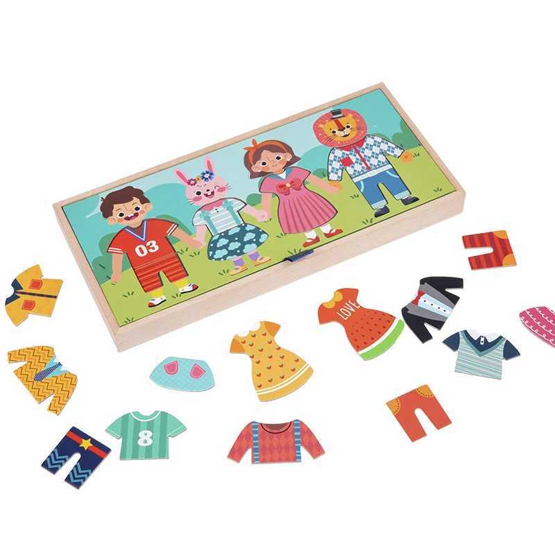 Drying Rack Clothes Dress-Up Jigsaw Puzzle Logical Thinking Matching Sorting Educational Game Kids Montessori Wooden Toys Girls Y260319