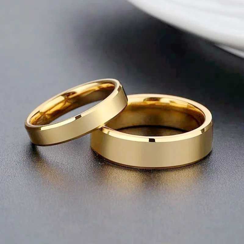 Smooth Stainless Steel Couple Rings Gold Simple 4MM 6MM Women Men Lovers Wedding Jewelry Engagement Halloween Christmas Gifts H260320 - view 3