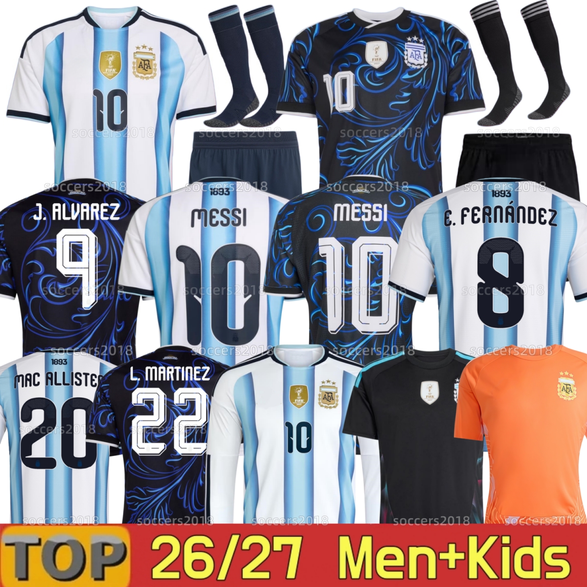 Argentina 2026 World Cup Soccer Jerseys MESSIS J.ALVAREZ 50th 2024 2027 MAC ALLISTER DYBALA DI MARIA MARTINEZ DE PAUL 26 27 Home Away Player Football Shirts Men Kids kit