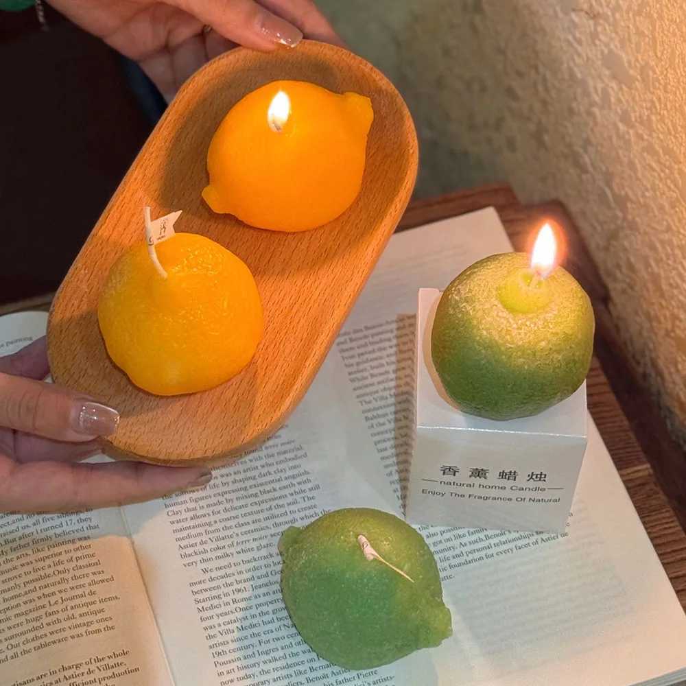 Lemon Candle Creative Simulated Fruit Candles DIY Fragrance Birthday Gift Imitation Fruit Candle Scented Candles Ornaments H260319