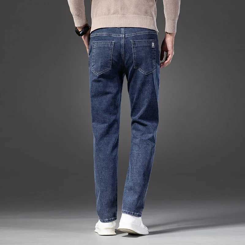 Autumn Jeans for Mens Classic Blue Slim Straight Cotton Brand Regular Male Pants Casual Denim Trousers Male Clothing D260320