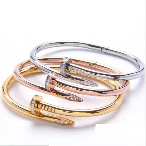 925 Sterling Silver 18K Gold Plated Tail and head Diamond Nail Bracelet Couple Gift Designer Bracelet For Women