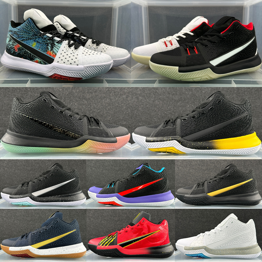 Top Kyries 3 Men Women Basketball Shoes 3s Designer Trainers Kyrache Light Obsidian Black Ice Ivory Asia Tour BHM Red Yellow Outdoor Sneakers Size 36-46