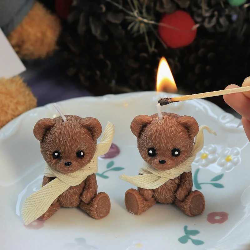1/2pcs Scented Candle Simulation Teddy Bear Shape Fragrance Cute Souvenir Gift Atmosphere Creative Handmade High-end Bear Candle H260319