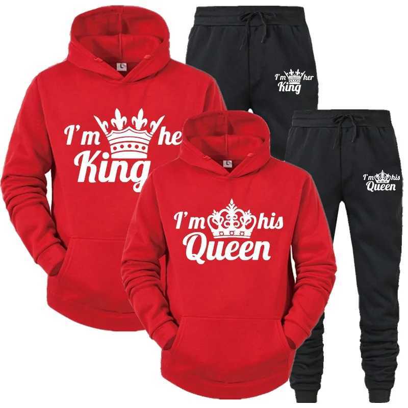 Lover TraCKsuit Hoodies QUEEN KING Couple Sweatshirt Plus Size Hooded CloTHes Hoodies Women Two Piece Set M260320