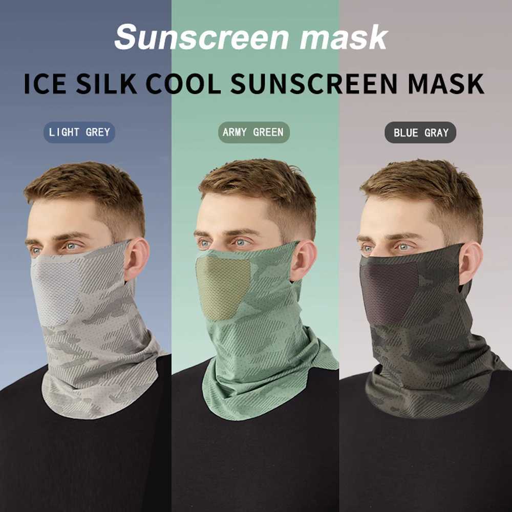 Sunscreen Face Mask Breathable Mesh Neck Gaiter Mask Scarf Ice Silk Outdoor Mask Driving Cycling Elastic Hanging Ear Mask M260320