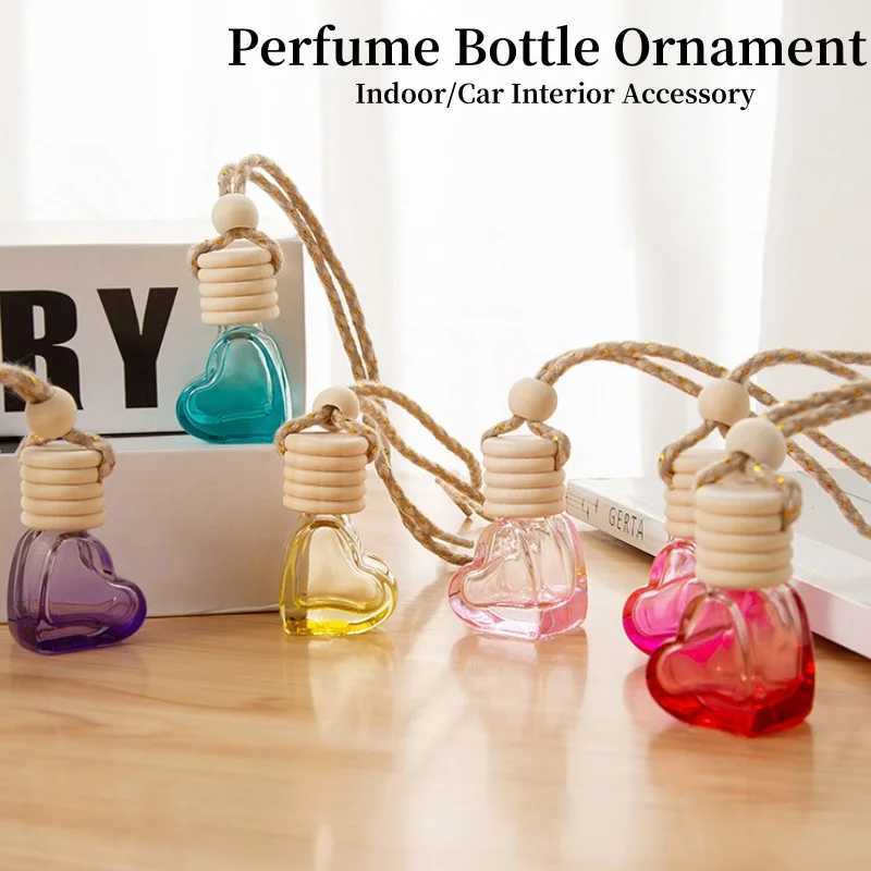 Car Fragrance Bottle Ornament Hanging Empty Bottles Heart Shaped Essential Oil Diffuser Air Freshener Scent Interior Accessory H260319