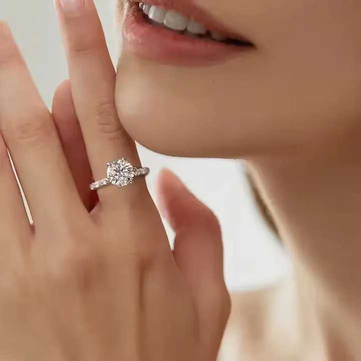 Aurora Six-Prong Ring 3ct Moissanite PT950 Platinum - Timeless design 3ct sparkle perfect confession choice H260320 - view 4
