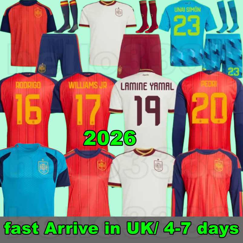 2026 World Cup SPAIN Soccer Jerseys PEDRI GAVI LAMINE YAMAL MORATA Carvajal OLMO FERRAN RODRIGO Jersey SPANISH Men Kid Kit Football Shirt CUBARSI MERINO