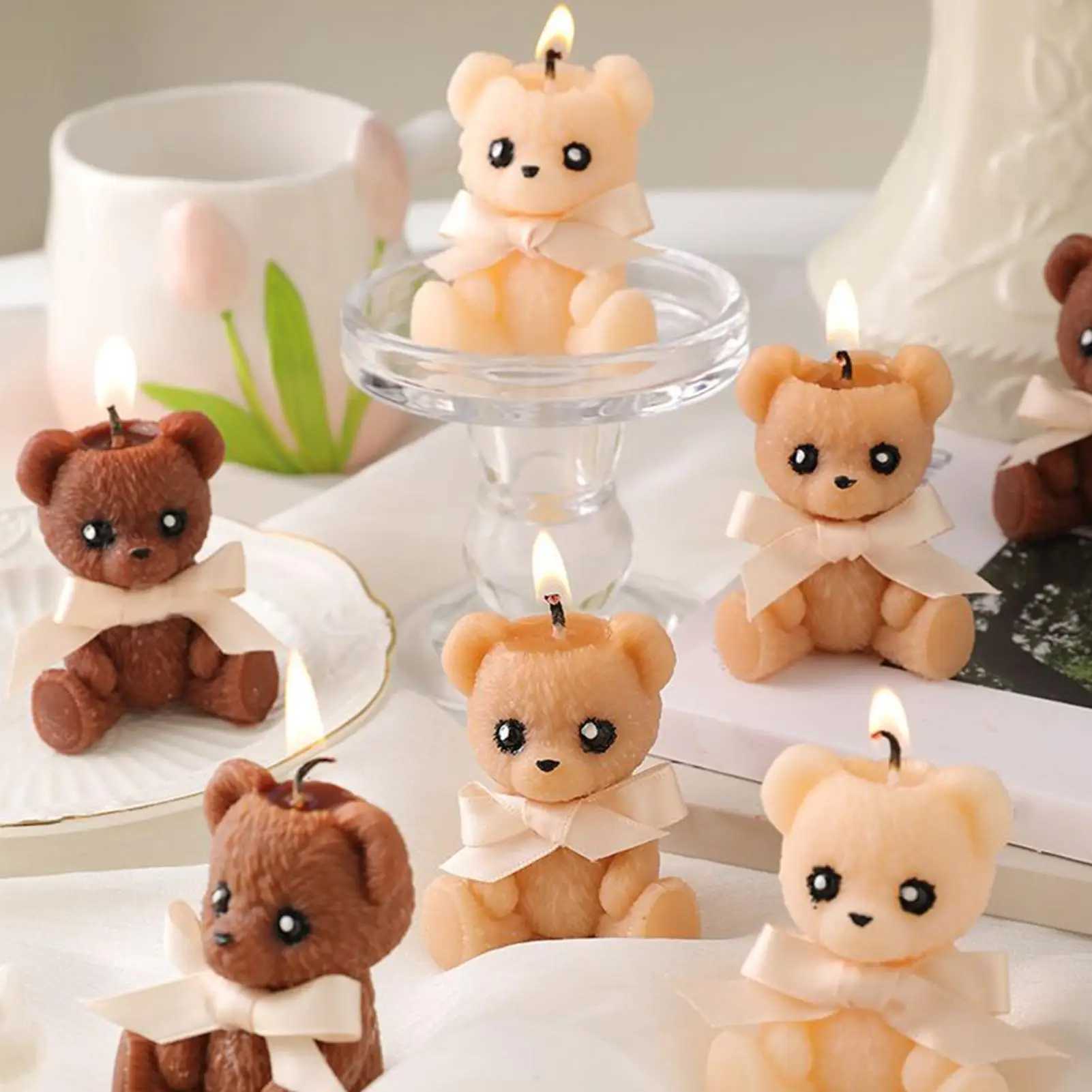 Bear Shaped Candle Scented Aesthetic Cute Decorative Soy Wax Candle for Memorial Desk Decor Living Room Party Favors Gift H260319