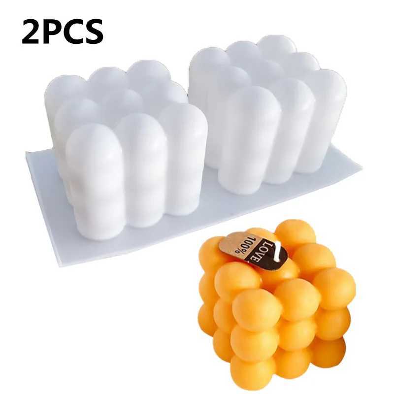 3D Bubble Cube Candle Silicone Mould Home Decor Scented Candle Mould Handmade Chocolate Dessert Cake Baking Mould Tool H260319