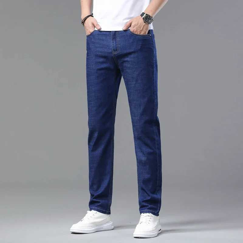 2025 Summer Thin Mens Casual Jeans Classic Style Stretch Straight Fashionable Versatile Light Business Denim Long Pants Male D260320