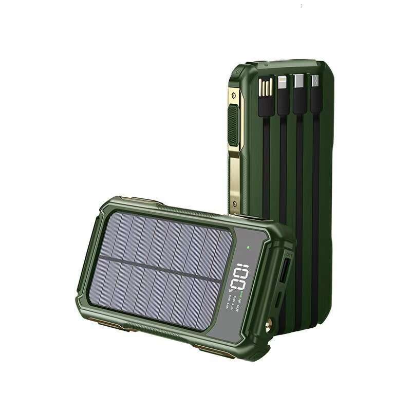 Famous Brand Solar Power Bank Built In Cable Large Capacity Outdoor Waterproof Portable Charger Fast Charging Emergency Backup Battery CKS