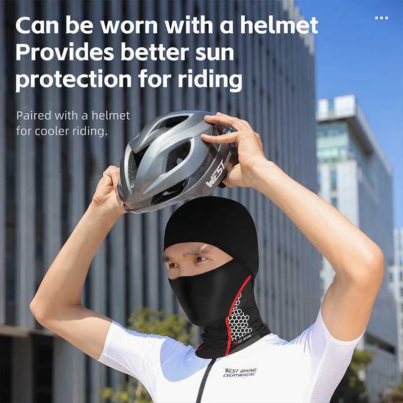 WEST BIKING Summer Balaclava Ice Silk Breathable Full Face Mask UPF50 Cycling Bicycle gear Bike Helmet Liner Sport Gear M260320