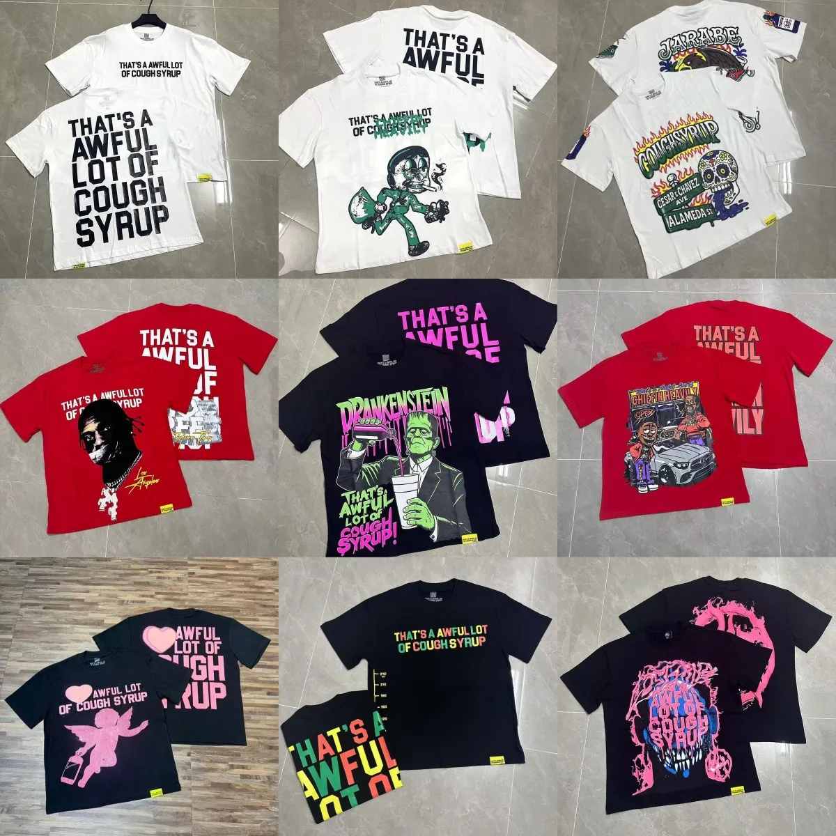 5A Designer shirt thats a awful lotta cought sryup shirt designer men t shirt fashion street shirts graphic tee Hipster Fabric Printing Hip Hop Tee cough syrup shirts