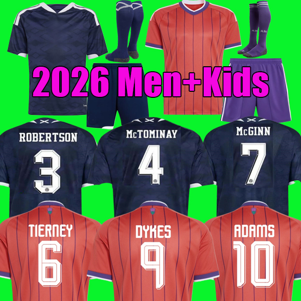 2026 World Cup Scotland Soccer Jerseys home TIERNEY ROBERTSON football shirt CHRISTIE McGREGOR McGINN McKENNA away pink men kids sets 150th Anniversary Kit