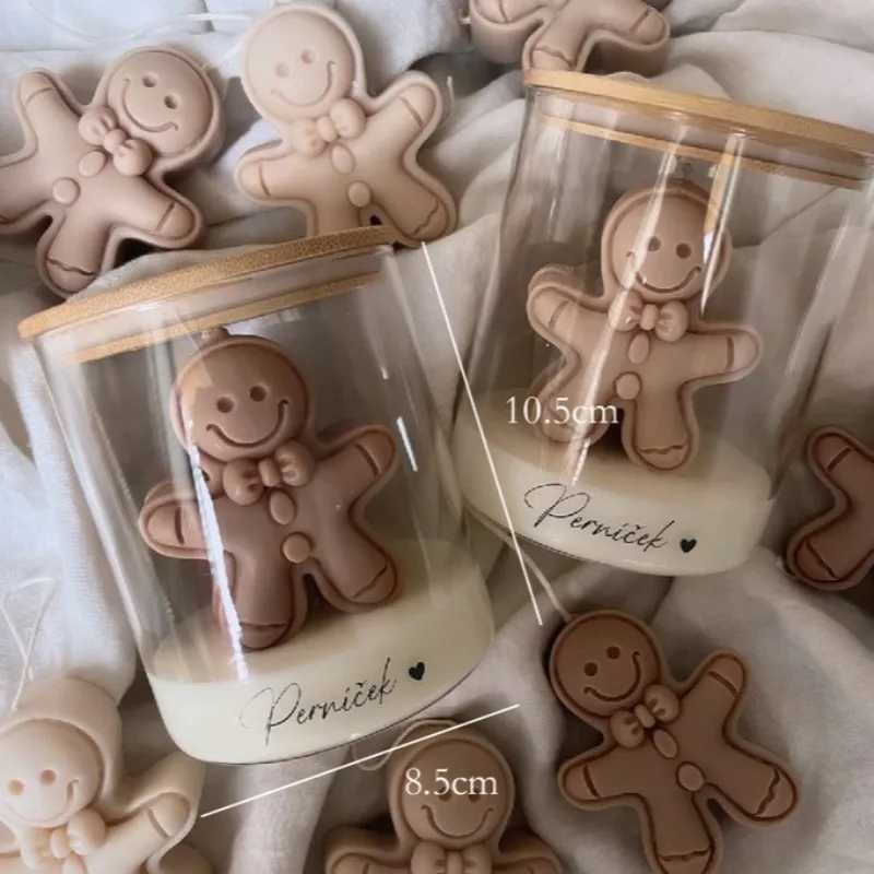 2pcs Christmas Gingerbread Man Cup Scented Candles Holiday Gifts Home Atmosphere Scented Candles Soybean Mixed Wax H260319