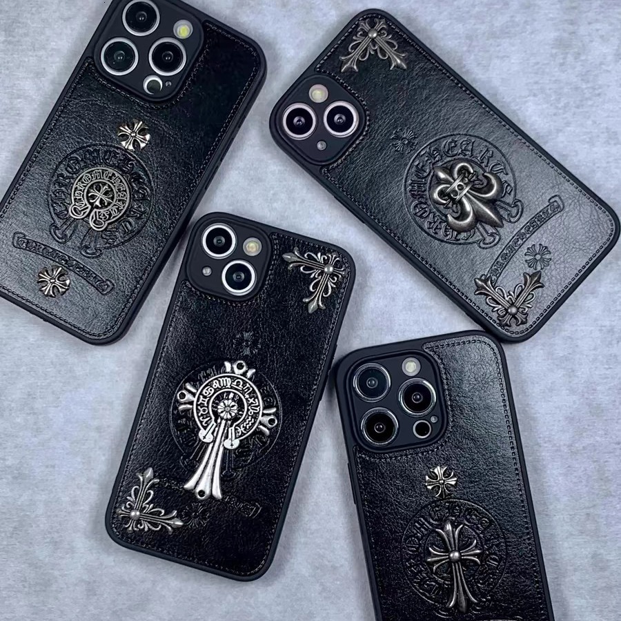 Phone Case Trendy Metal 3D Cross Religious Personality Compatible With Apple Iphone 15 Max 16 Pro 17 Air