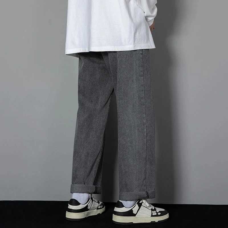 Men Simple Straight Leg Casual Jeans Male Baggy Korean Streetwear Denim Pants Basic Youth Popular Daily Wide Leg Denim Trousers D260320