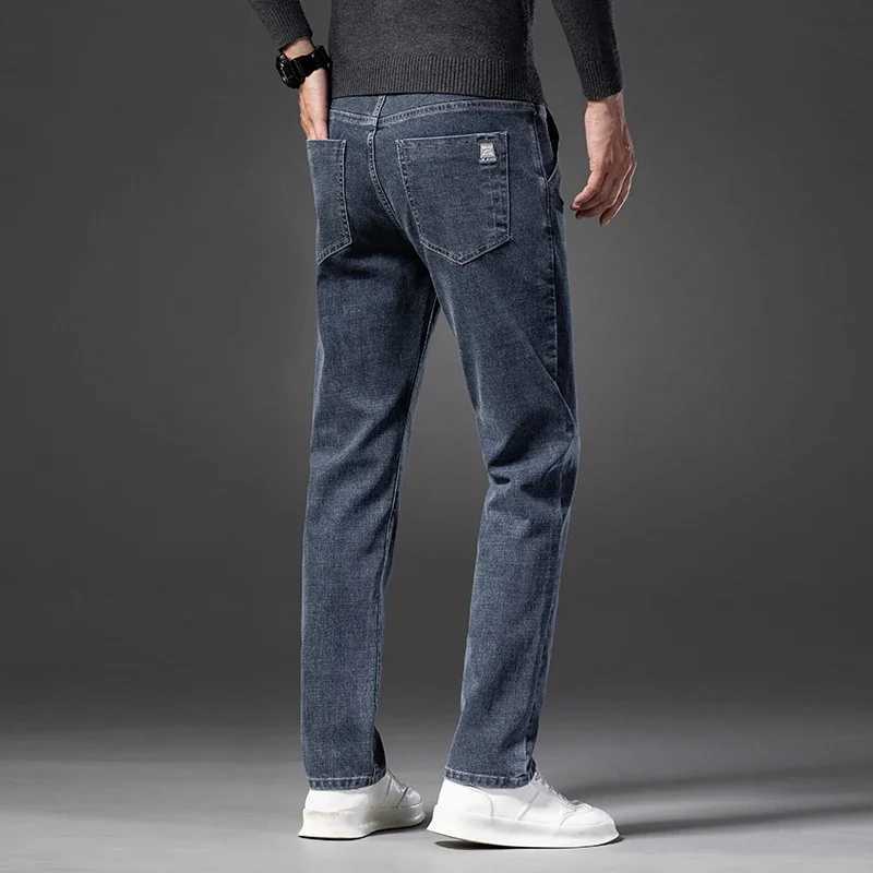 Autumn Jeans for Mens Classic Blue Slim Straight Cotton Brand Regular Male Pants Casual Denim Trousers Male Clothing D260320