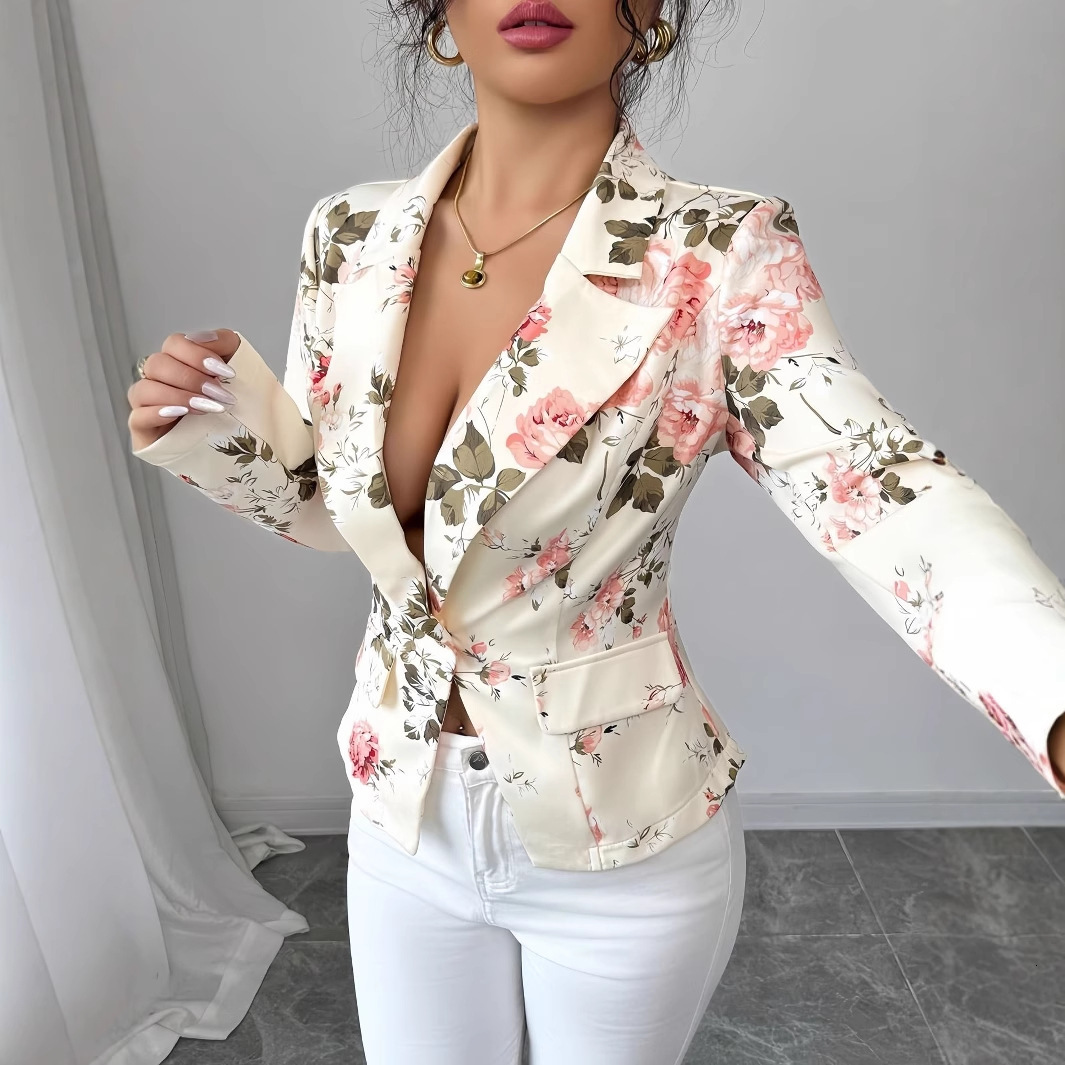 Luxury Brand Designer Clothes 2025 Spring And Autumn European And American Women's Fashion Printed Slim-Fit Small Blazer In Style