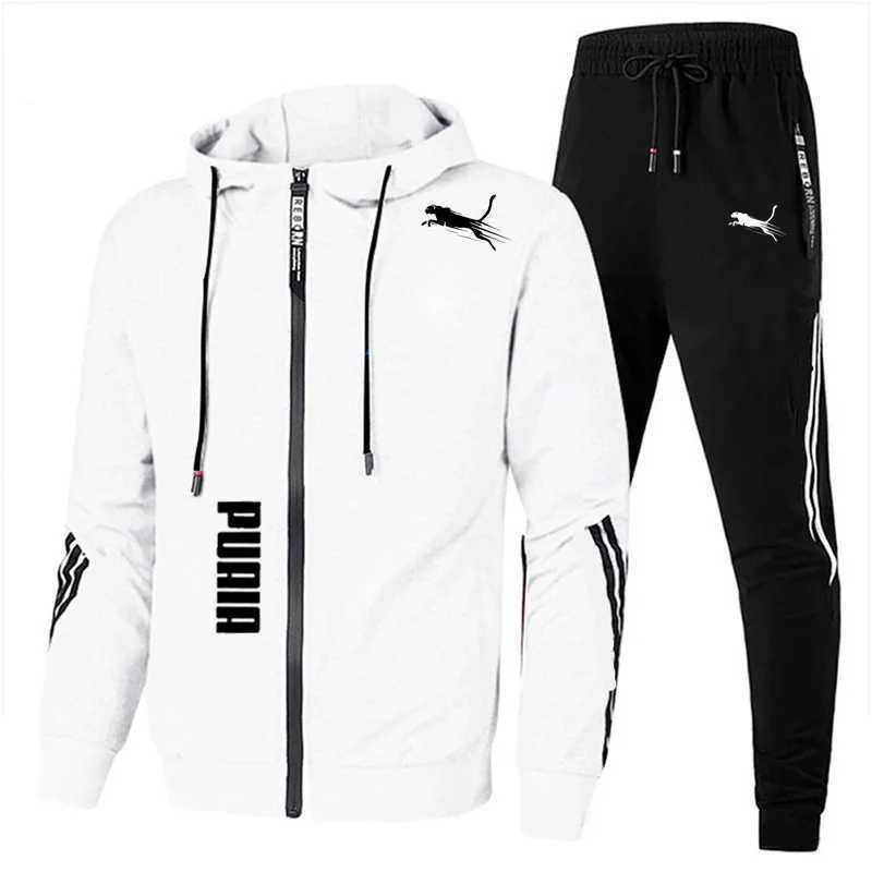 Mens Spring Autumn Tracksuit Set Long Sleeve Hoodie And Joggers 2-Piece Fitness Running Sportswear Casual Clothing M260320