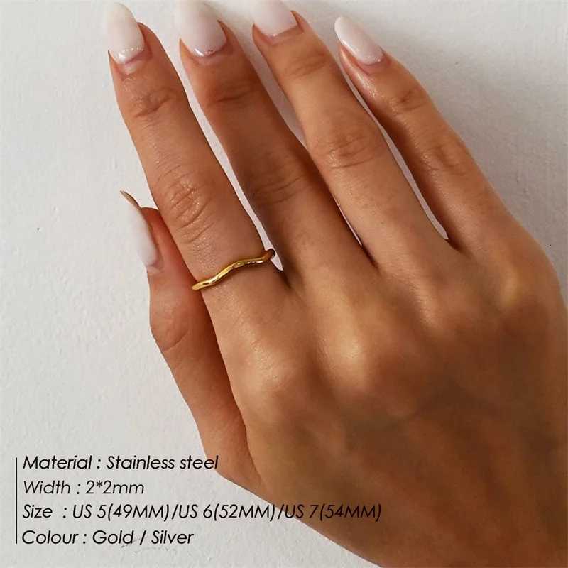 eManco Gold Color /Silver Color Irregular Wave Rings Trendy Simple Geometric Handmade Jewelry for Women Couple H260320 - view 3