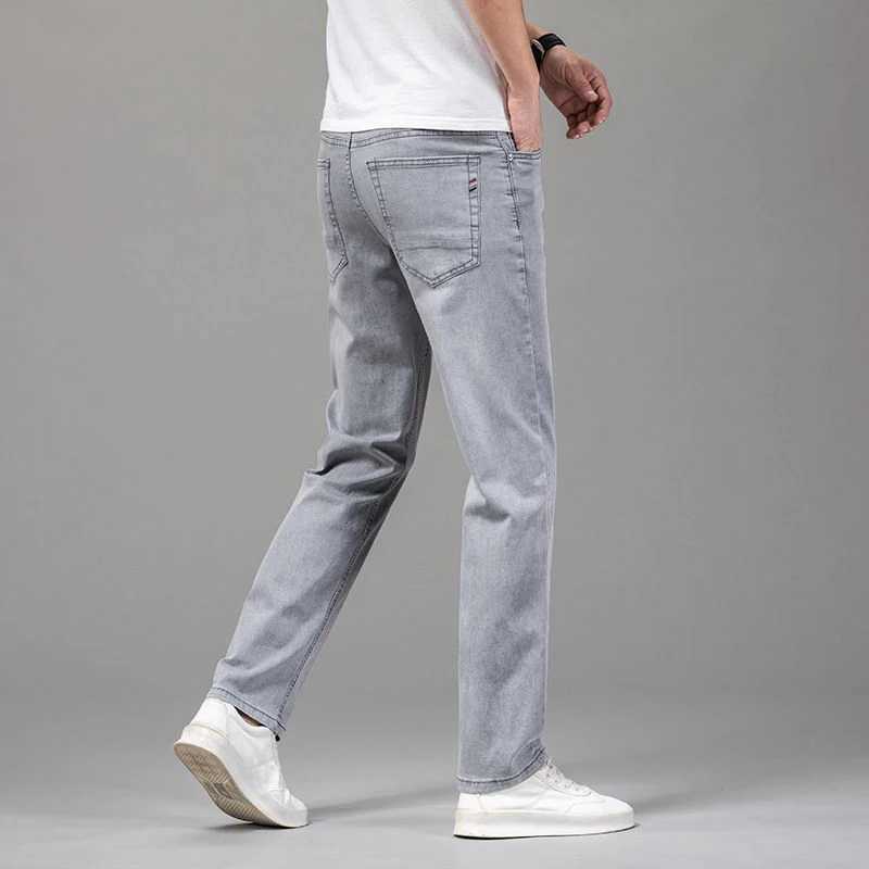Men Spring Summer Thin Jeans Fashion Comfortable Baggy Straight Leg Versatile Denim Pants Male Classic Daily Blue Gray Trousers D260320