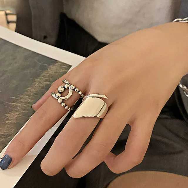 925 Sterling Silver Open Ring for Women INS Minimalist Irregular Wave Pattern Gold Color Jewelry Bijoux BirtHDay H260320 - view 6