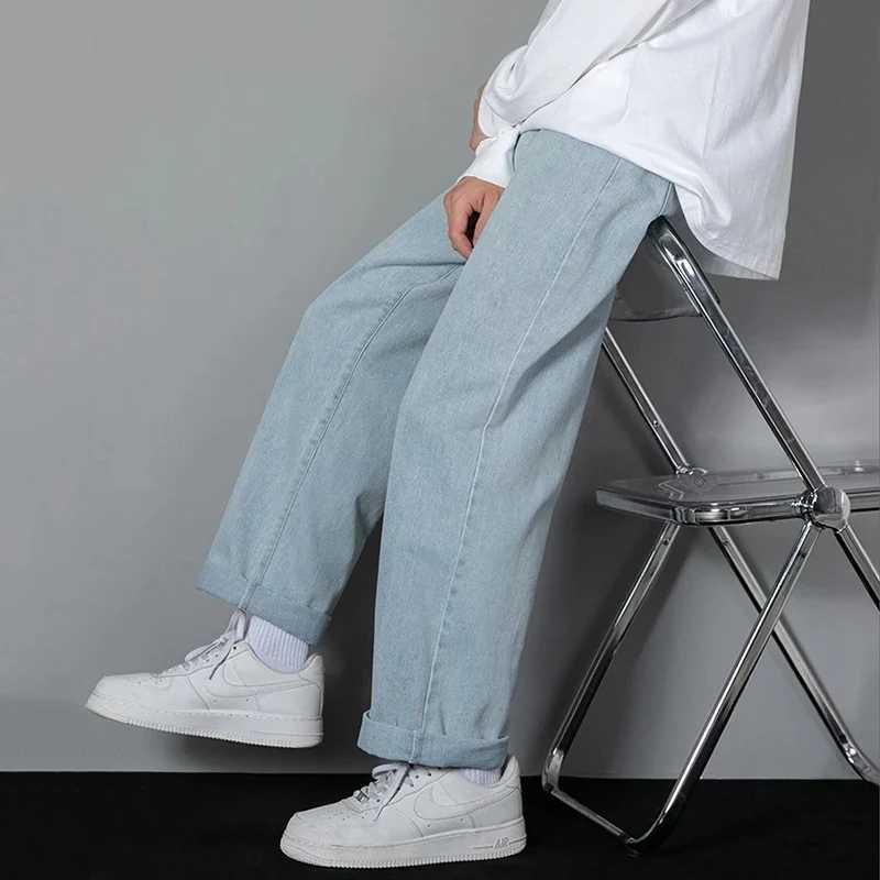 Men Simple Straight Leg Casual Jeans Male Baggy Korean Streetwear Denim Pants Basic Youth Popular Daily Wide Leg Denim Trousers D260320