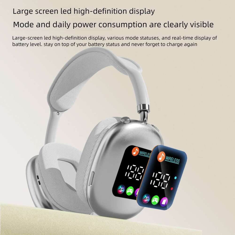 MAX600 Private Mold New Wireless Over Ear Bluetooth Headphones RGB LED Digital Display Support TF Card FM Radio HIFI Stereo Headset CKS