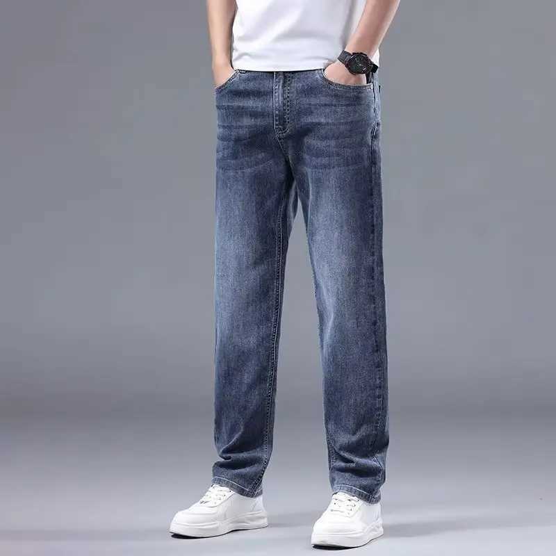 Men New Spring Autumn Jeans Male Fashion Loose Straight Leg Lightweight Denim Pants Comfortable Daily Commute Trousers D260320