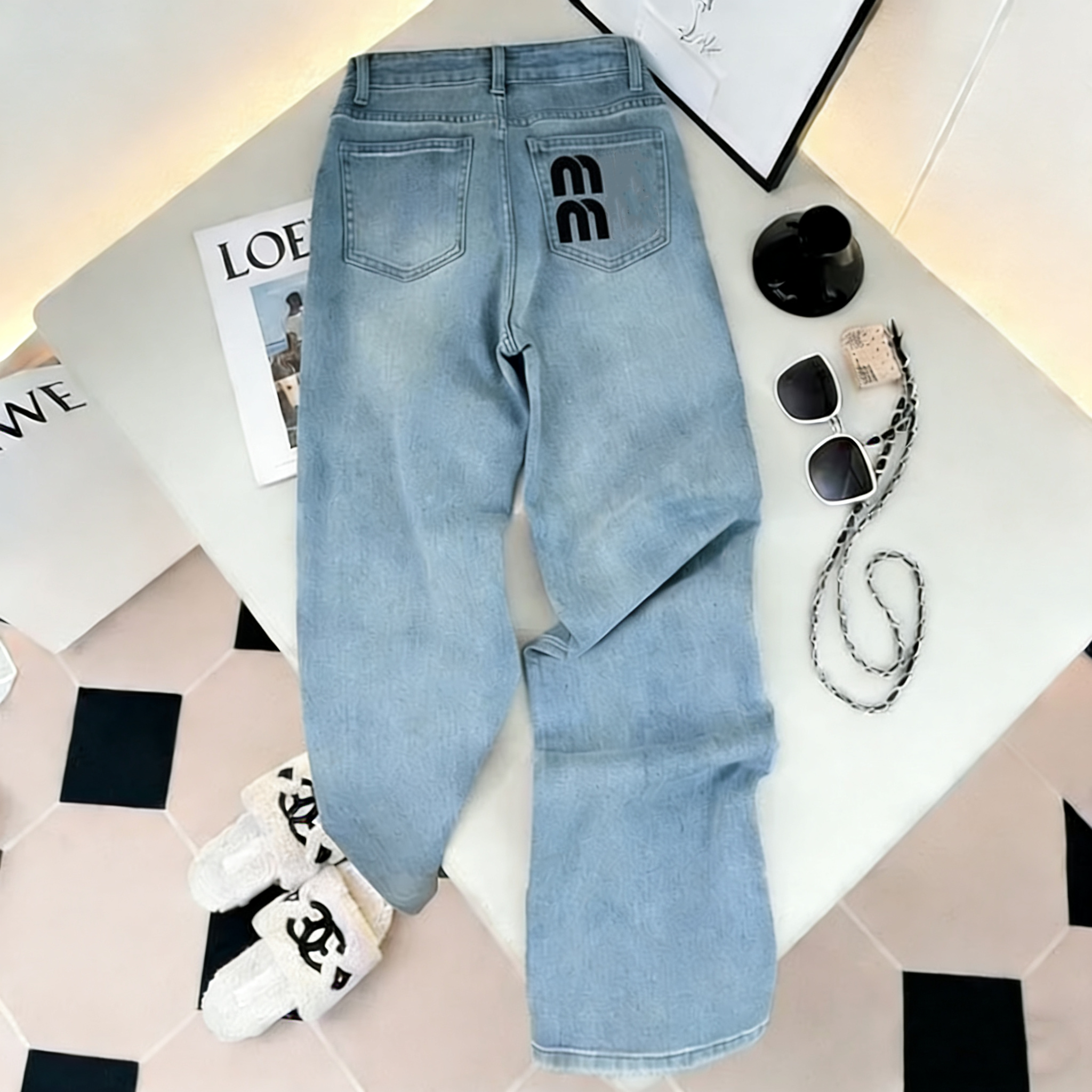 2026 Blue Women Jeans Streetwear Vintage Fashion High Waisted Wide Leg Jean Female Trouser Letter Hip Hop Baggy Denim Pants Women's Jeans S-XXL