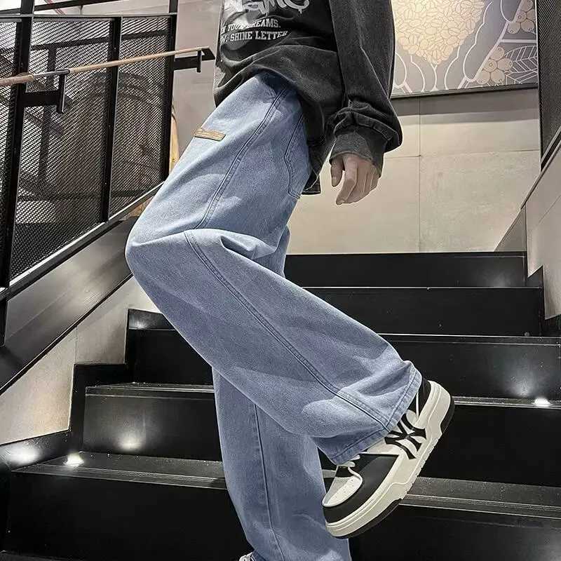 Men Summer Black Gray Jeans Fashion Trend Straight Leg Loose Denim Pants Male Comfortable Daily Commute Versatile Trousers D260320
