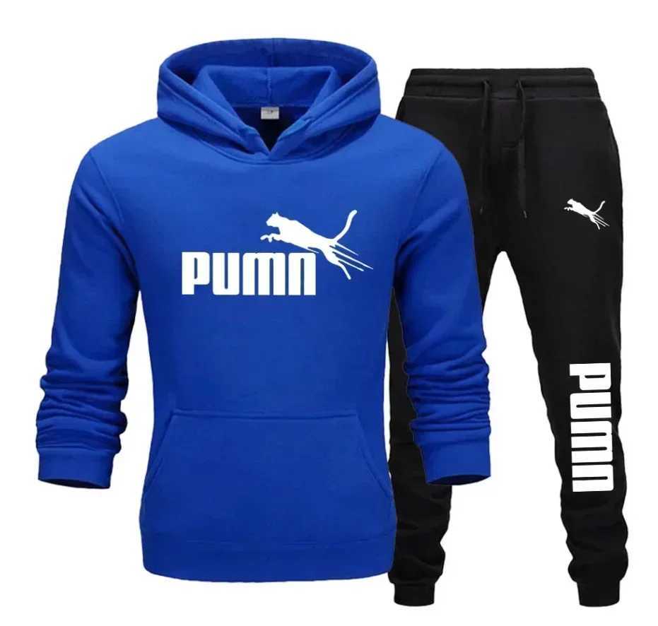 A new autumn and winter fashion fitness jogging casual sportswear set featuring a two-piece hooded sweatshirt and long pants M260320