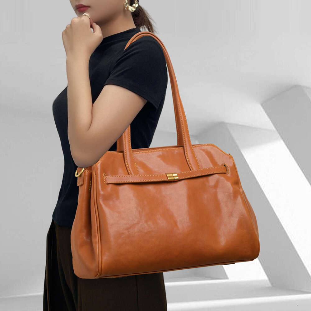 Fashion High-End Women Leather Bag, Trendy Tote Shoulder Handbag, Soft Cowhide Large Capacity Bag, Stylish Lady Purse SENYY