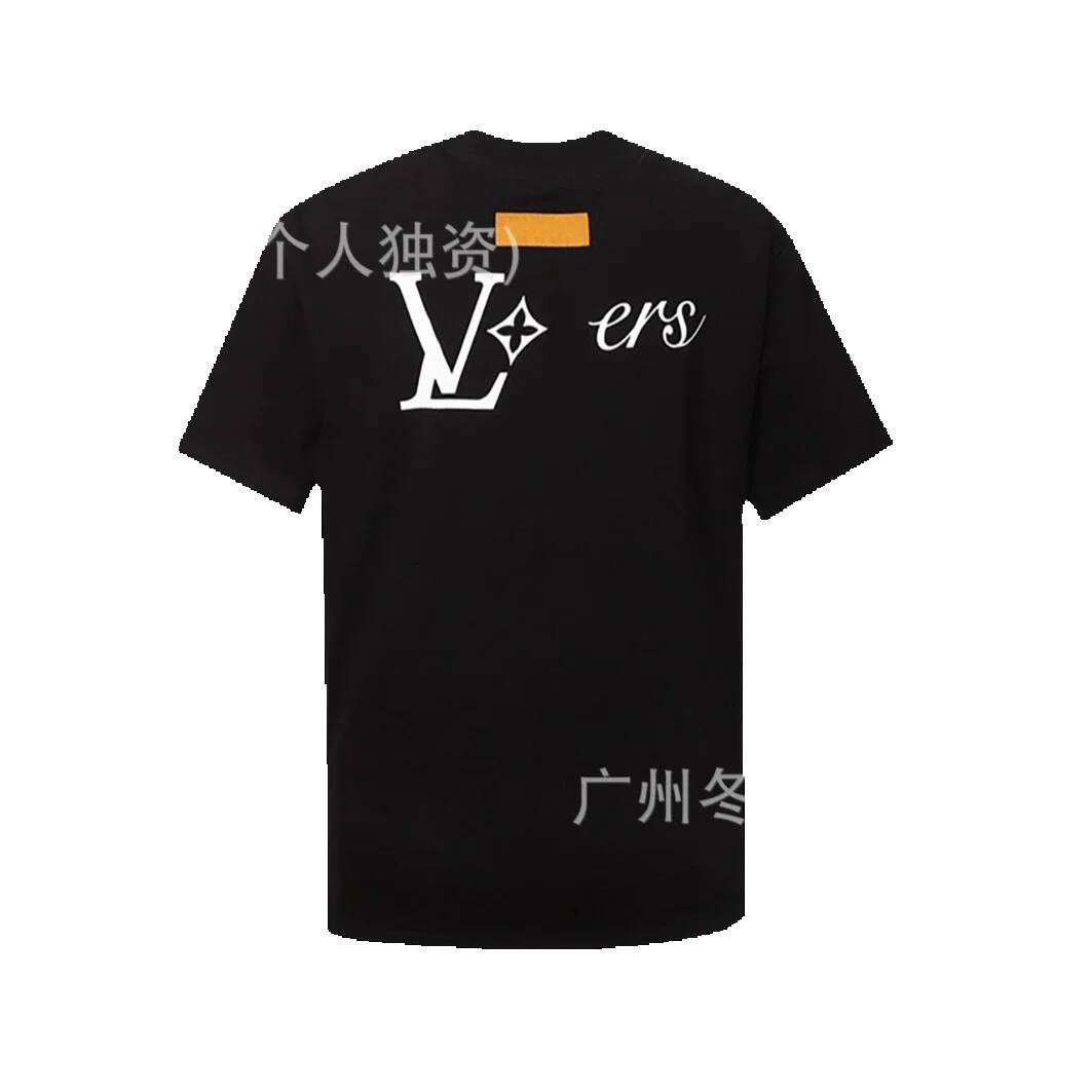High-end men's short-sleeve cotton trendy L-brand heavyweight T-shirt, unisex half-sleeve top