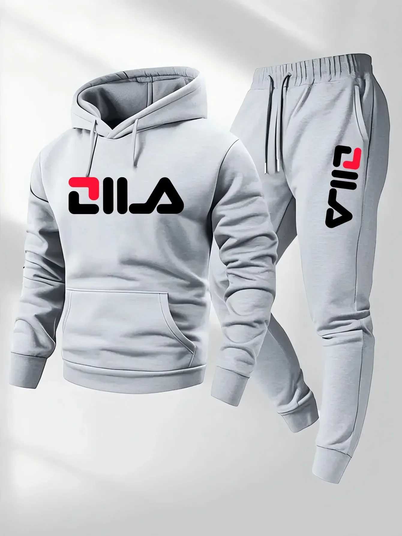 2025Spring and Autumn mens casual suit hooded sweatshirt and sweatpants 2-in-1 comfortable suit suitable for both men and women M260320