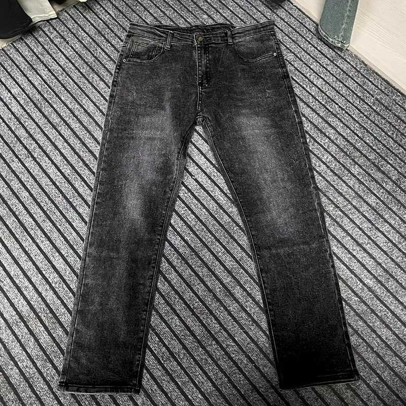 2025 Mens Slim Four-Season Washed Fashion Jeans Stretch Slim Fit Light Blue Gray Black Casual Denim Pants D260320