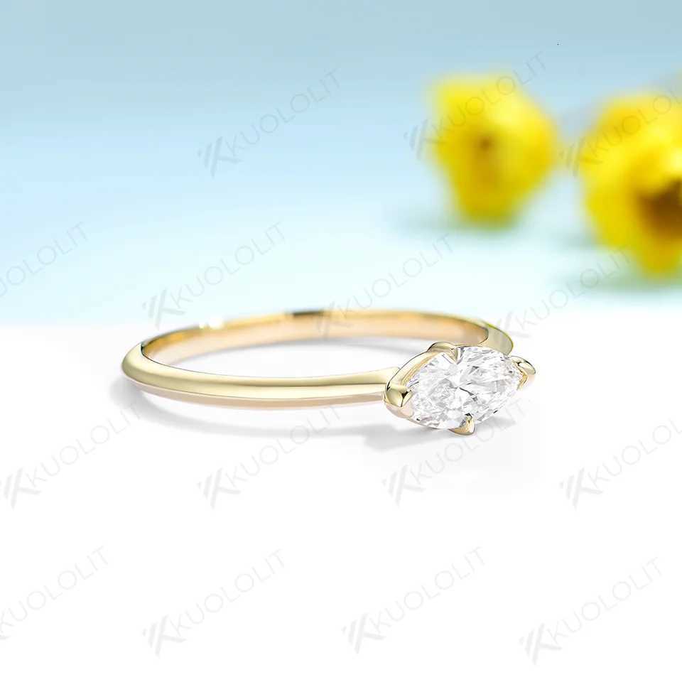 Kuololit 05CT Lab Grown Diamond Engagement Ring for Women Solid 18K 14K 10K 585 Yellow Gold Marquise Ring for Christmas Gifts H260320 - view 3