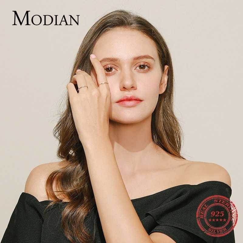 MODIAN Exquisite D Color Round Moissanite Finger Rings 925 Sterling Silver Classic Twinkling Wedding Jewelry For Women Gifts H260320 - view 3