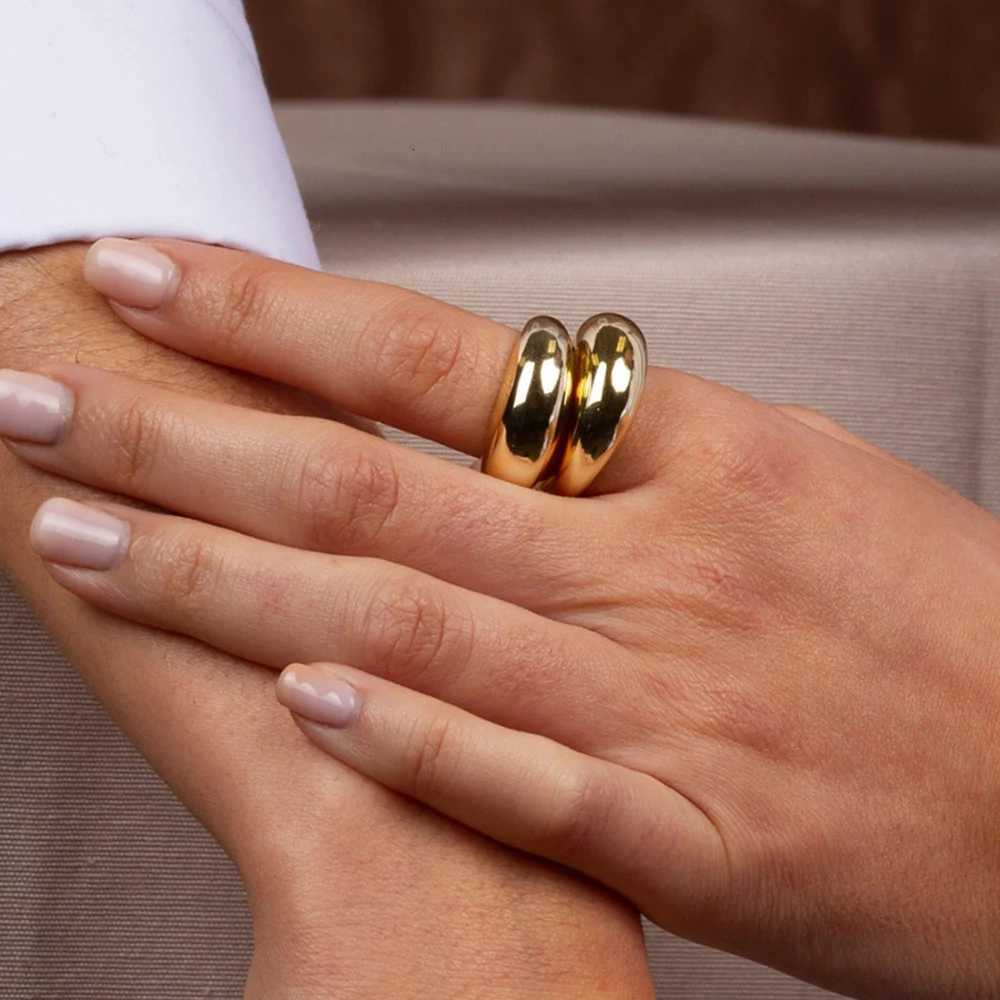 SUNIBI Stainless Steel Ring for Women Gold Color Smooth Curved Geometry Couple Anniversary Fashion Rings Jewelry H260320 - view 6