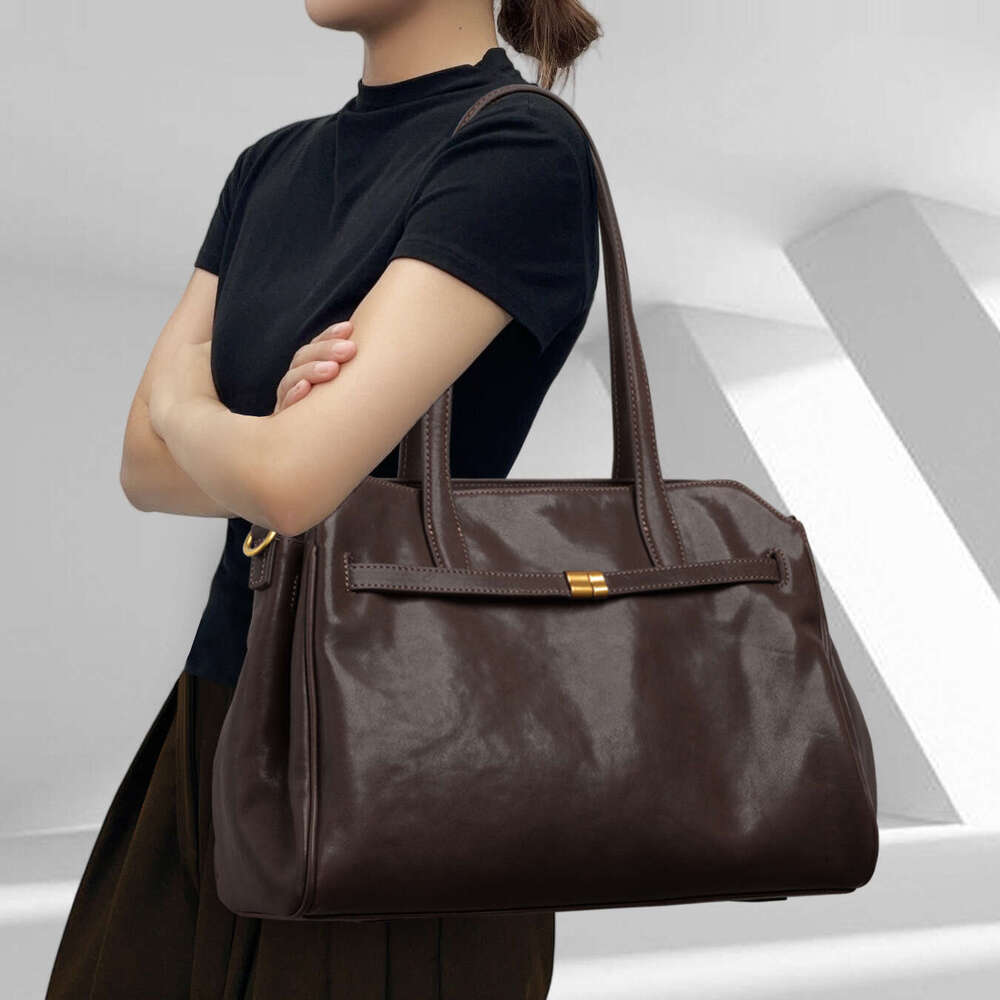 Fashion High-End Women Leather Bag, Trendy Tote Shoulder Handbag, Soft Cowhide Large Capacity Bag, Stylish Lady Purse SENYY