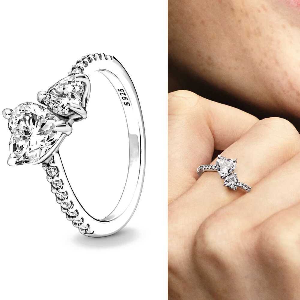 Hot Sale 925 Sterling Silver Women Finger Rings for Women Silver Love Heart Rhomboid Moon Star Luxury Jewelry Trinkets H260320 - view 4