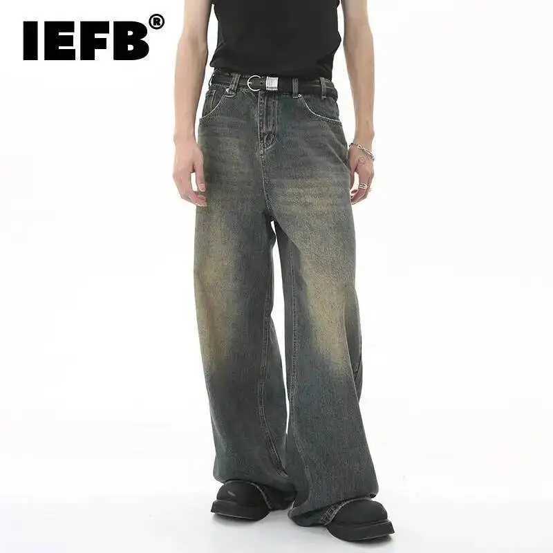 IEFB Summer Mens Denim Pants Old Blue Washed Male Jeans Straight Casual Menwear Loose Wide Leg Trousers New Fashion 9C354 D260320