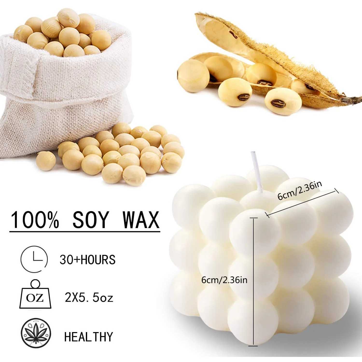 2 Pieces White Pink Bubble Candle - Cube Soy Wax Candles Home Decor Candle Scented Candle Home Use and Gifting WhitePink H260319