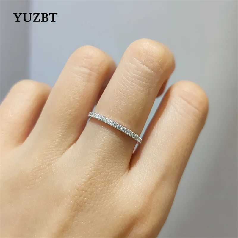 YUZBT 9K 10K White Gold Brilliant Cut 03 Carats Diamond Tester Past D Color Moissanite Engagement Ring Korean Style Jewelry H260320 - view 5