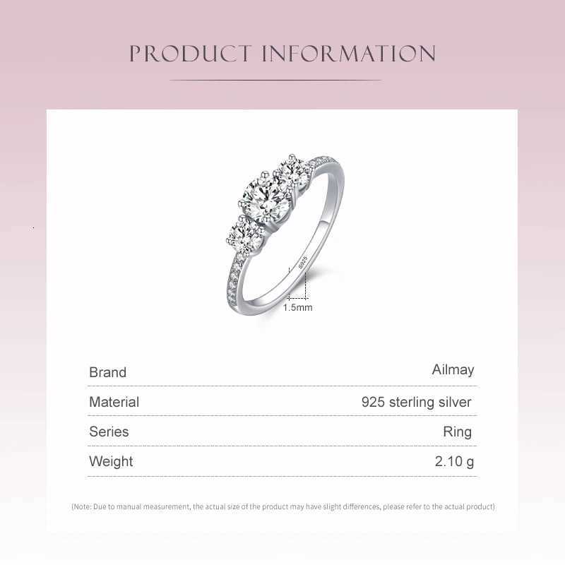 Ailmay Genuine 925 Sterling Silver Luxury Round Emerald Cut Dazzling Zircon Finger Rings For Women Wedding Fine Jewelry Bague H260320 - view 6