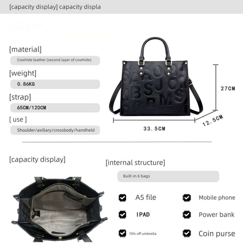 2026 New Light Luxury Leather Women Handbag, Niche Design Embossed Letters Hobo Tote Shoulder Bag, Large Capacity Ladies Crossbody Purse SENYY