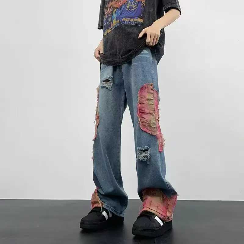 High Street Hip-Hop Flared Jeans for And Summer Street Design Splicing Mopping Pants for Outdoor Kpop Demon Halloween Jor D260320